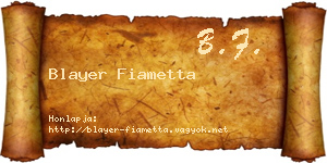 Blayer Fiametta névjegykártya